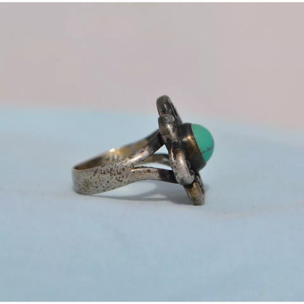 Old Pawn‎ Sterling Silver Native American Indian Turquoise Ring Size 6.5 - Picture 2 of 6